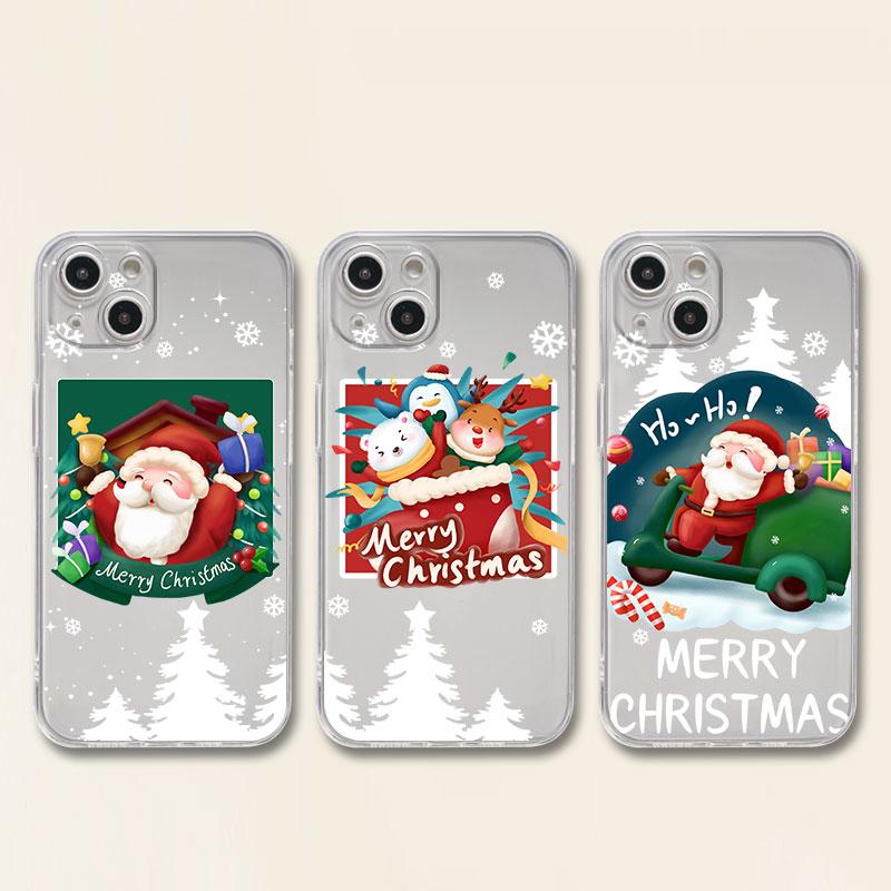 Christmas Cartoon Snowman Case For iPhone 14 11 12 Pro 13 Pro Max XR XS X 6s 7 8 Plus SE 2020 13 Luxury Shockproof Clear Cover