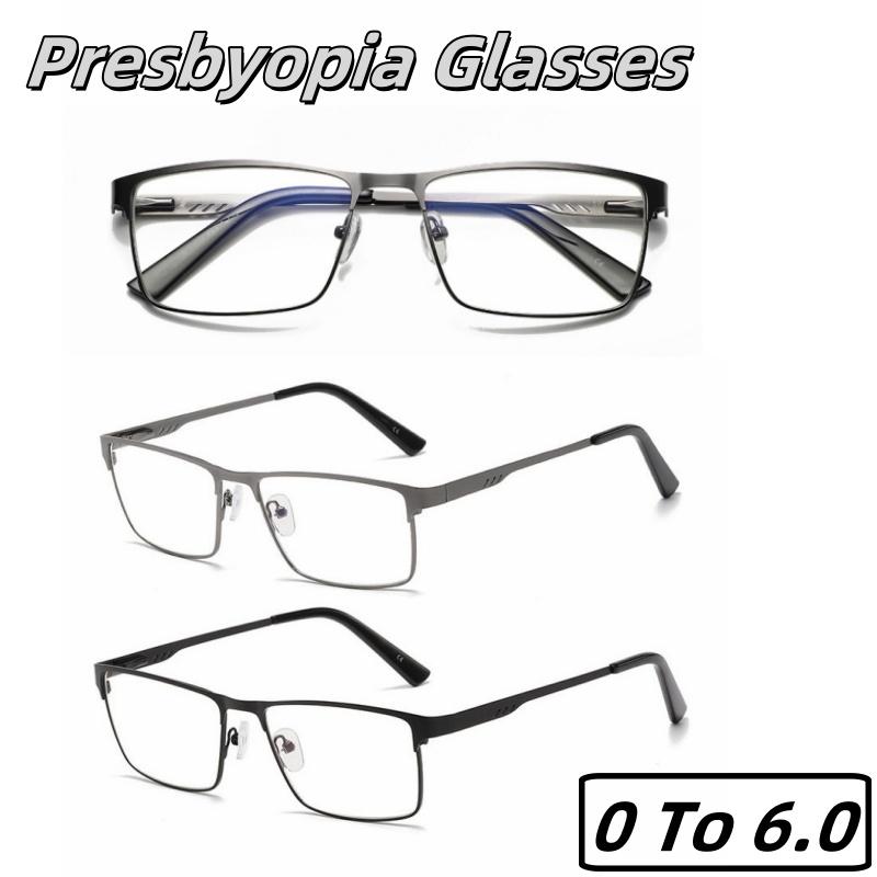 Men's Classic Square Presbyopia Glasses Anti Blue Light Reading Glasses 0 TO 6 0 Spring Legs Business Full Frame