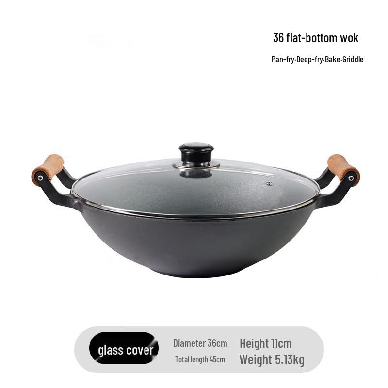 ZISIZ Wooden Handle Thickened Cast Iron Pot