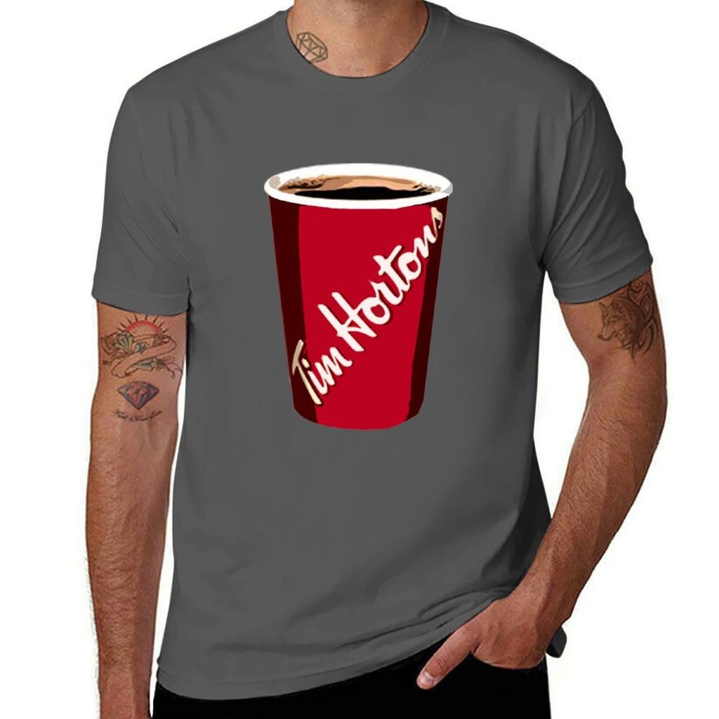 Tim Hortons Cup Tshirt Simple Line Art Print Tee