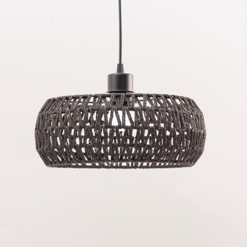 

1 шт. персонализированное украшение лампы деревенский японский абажур плетеный вручную железный каркас абажур бумажный веревочный плетеный абажур чёрный