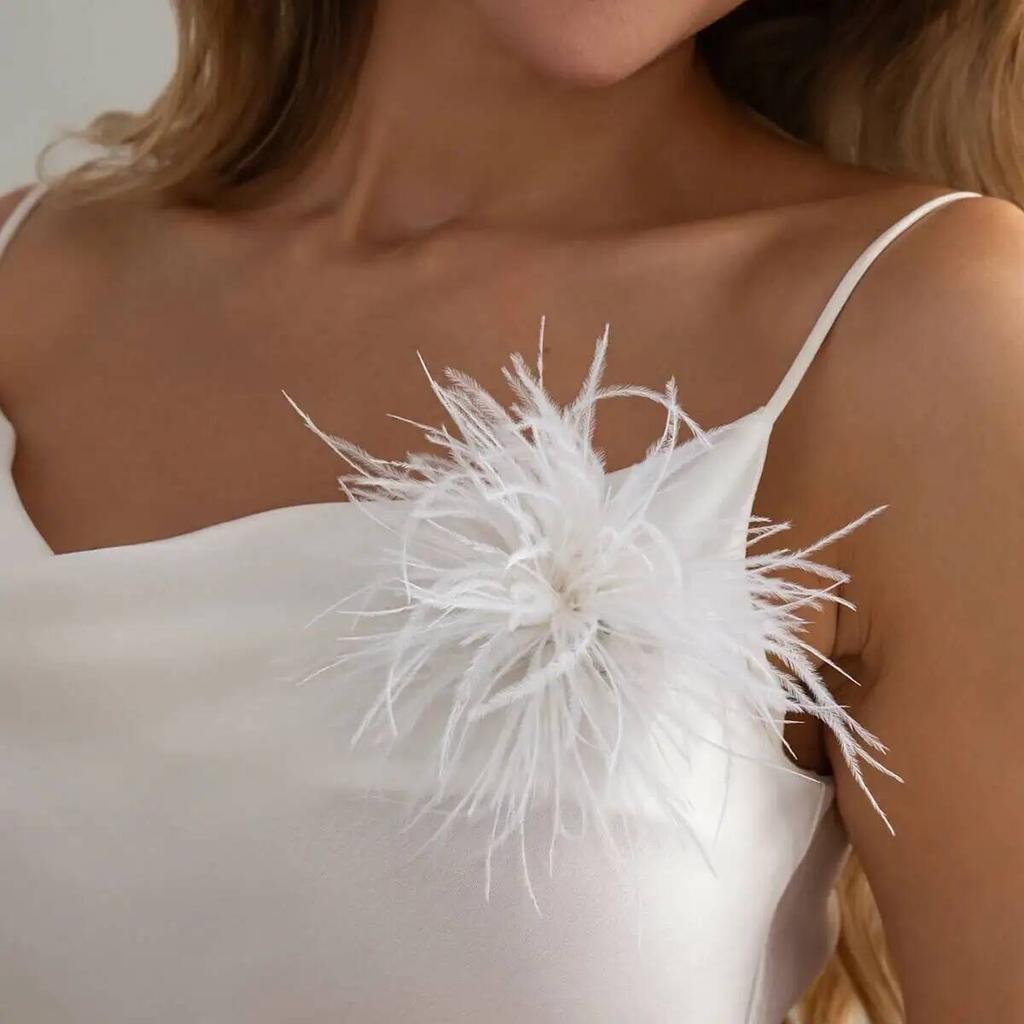 SHIXIN 6 Colors Vintage Colorful Large Feather DIY Brooch Accessory Handmade Corsage Brooches Suit Pants Pins Clip Women Jewelry