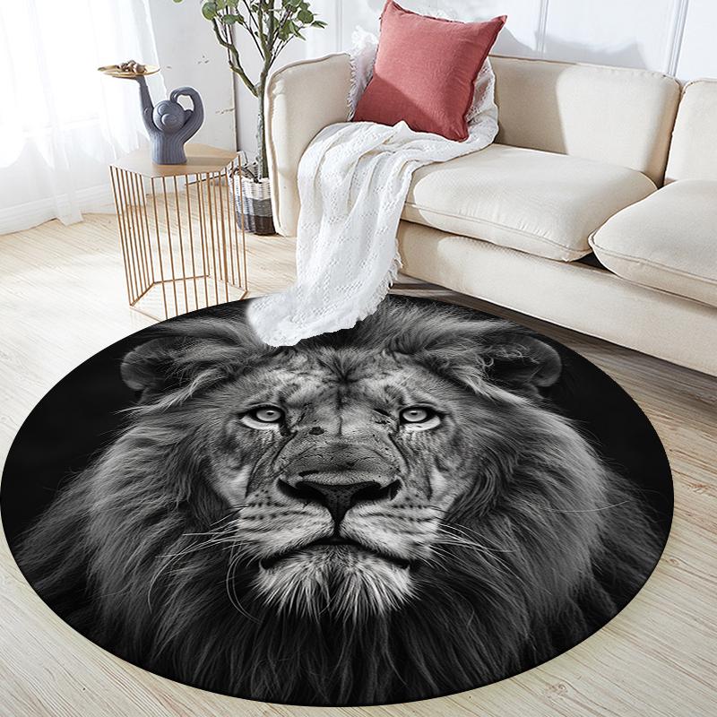 Lion King Pattern Round rug,Carpet Rug for Living Room Bedroom  Playroom ,Non-slip Floor Mat,Holiday Gifts and Birthday Gifts.