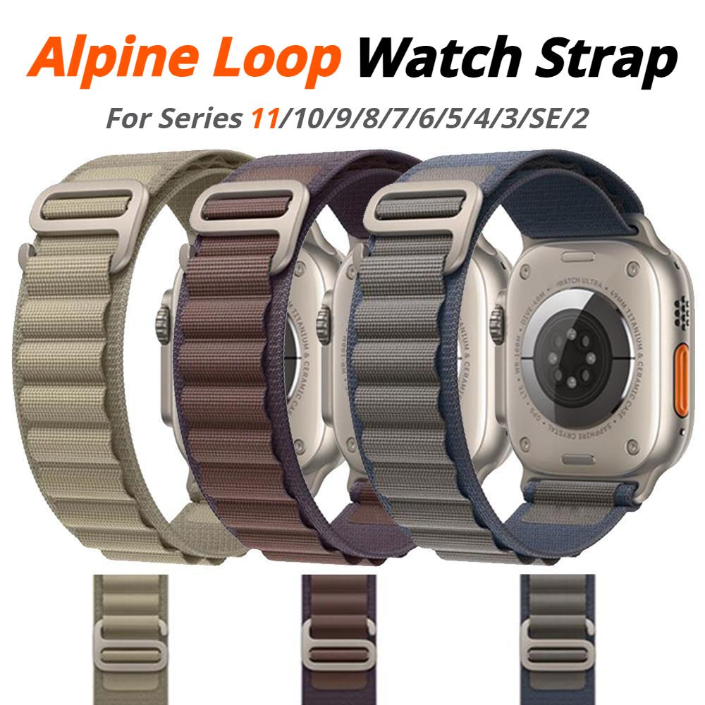 Alpine Strap For Apple Watch Band 49mm 46mm 45mm 41mm 44mm 40mm 38mm 42mm Nylon Watchband Bracelet Belt Iwatch Series 11 10 5 SE 6 7 8 9 Ultra2