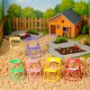 Multicolor Simulation Mini Folding Back Small Chair Model Dollhouse Miniature Plastic Scene Prop Micro Landscape Dollhouse Furniture Mini Chair