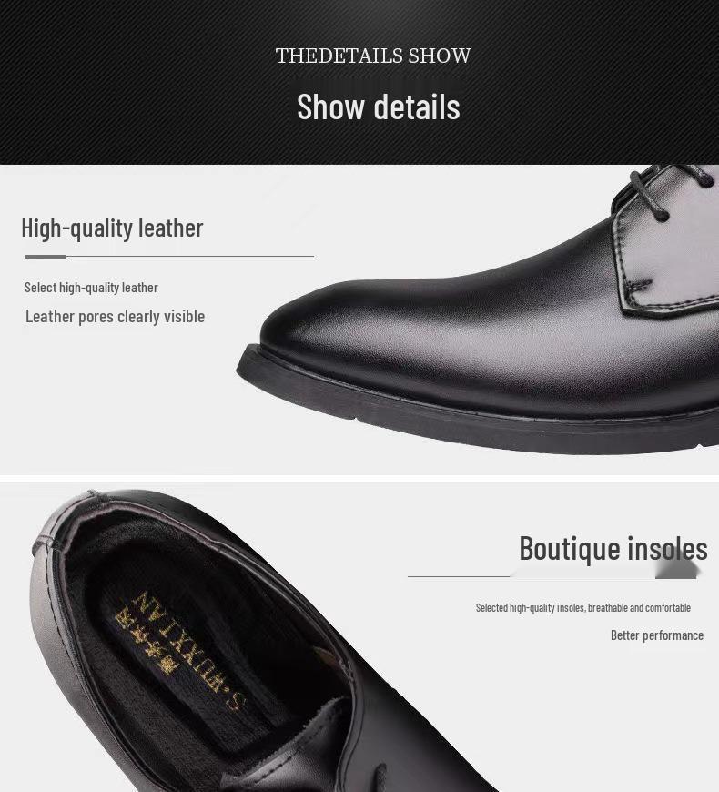 Men's Height-Increasing Breathable Leather Derby Shoes for Business, Casual, and Formal Wear