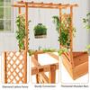 Raised Garden Bed with Arch Trellis Wood Planter Box with Hanging Roof Side Trellis 4 Drainage Holes Above Ground Elevated Gard