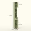 Tall Bathroom Storage Cabinet, 1 Drawer, 4 Shelves, 2 Cupboards, 20 x 20 x 180 cm, Green