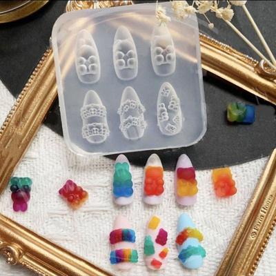 Cartoon Cute Animals 3D Silicone Nail Mold Diy Fruit Design Transparent Mold Manicure Design Tools Nail Art Decoration