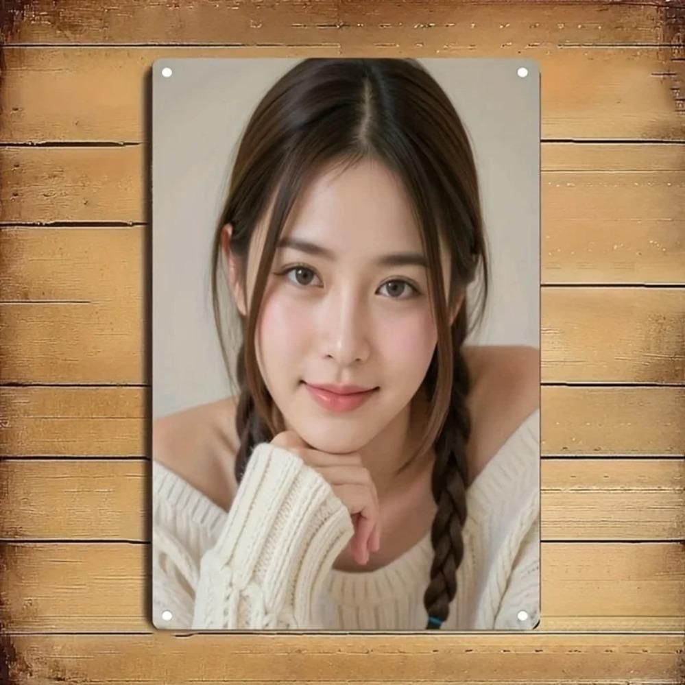 

Brand Wall Art Metal - Modern Braided Woman Portrait, Iron Sign Wall Decor for Home Office with Pre-Drilled Holes, Durable 20x30cm（7.8x11.8inch）