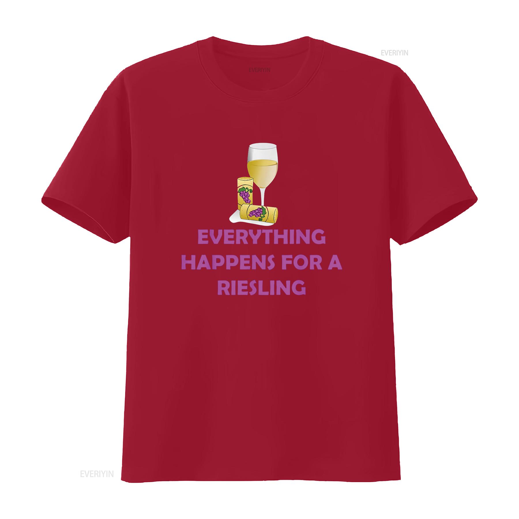 Everything Happens For A Riesling White Wine Grape Alcohol vintage Washed Comfortable fashion Unisex Breathable graphic S