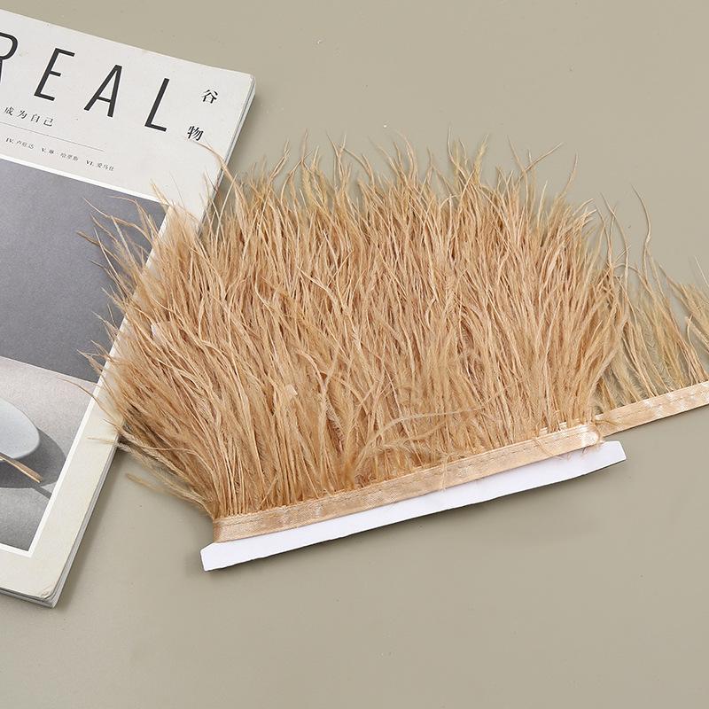 Color 8-10 Cm Ostrich Hair Cloth Edge Clothing Cuffs Hem Ostrich Feather Strips Cloth With Accessories Lace