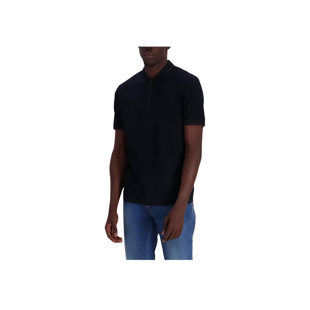 Emporio Armani Solid Color Polo Collar Straight Half-Zip Short Sleeve Polo Shirt Men tops Navy-Blue 3D1FE51JTKZ0920