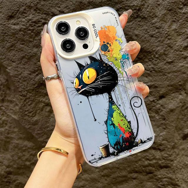 

Мультяшный панда кот матовый твердый чехол для телефона для 16 iPhone 11 12 13 14 15 Pro Max гальванический чехол-накладка Funda for iPhone 16. белый