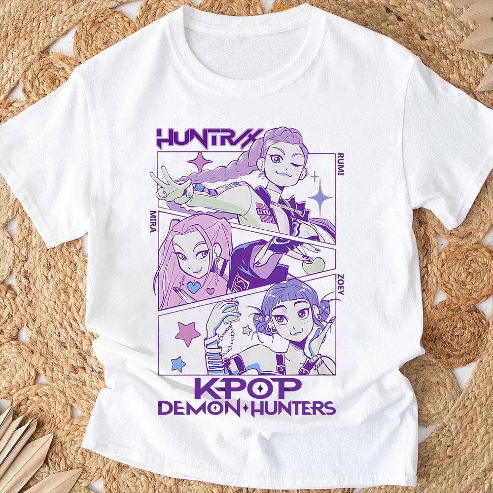 Anime Kpop Demon Hunters Kids T-shirts Children's Clothing 2025 New Summer Casual Boys Girls Short Sleeve Tops