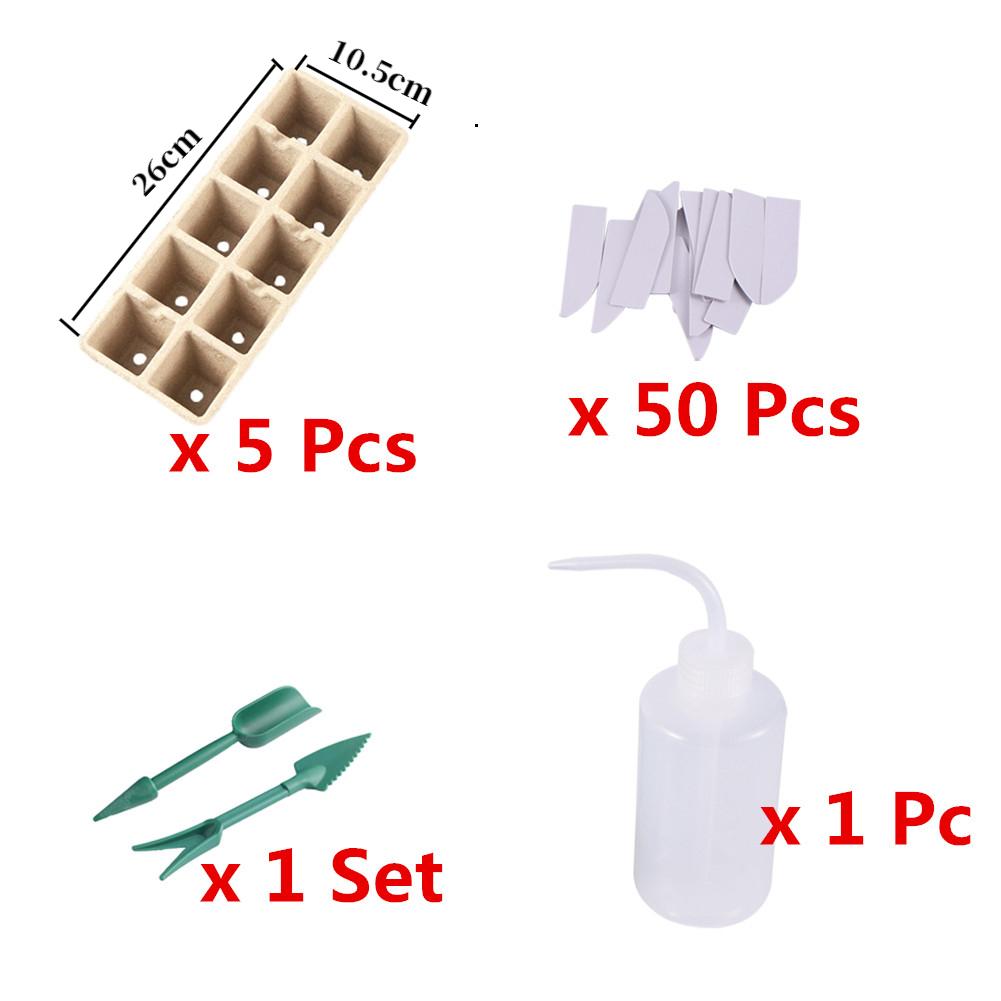 Garden Flowerpot 10 Cell Seedling Germination Cup  Biodegradable Paper Pulp Cup With Garden Shovel Fork Spray Bottle And Label