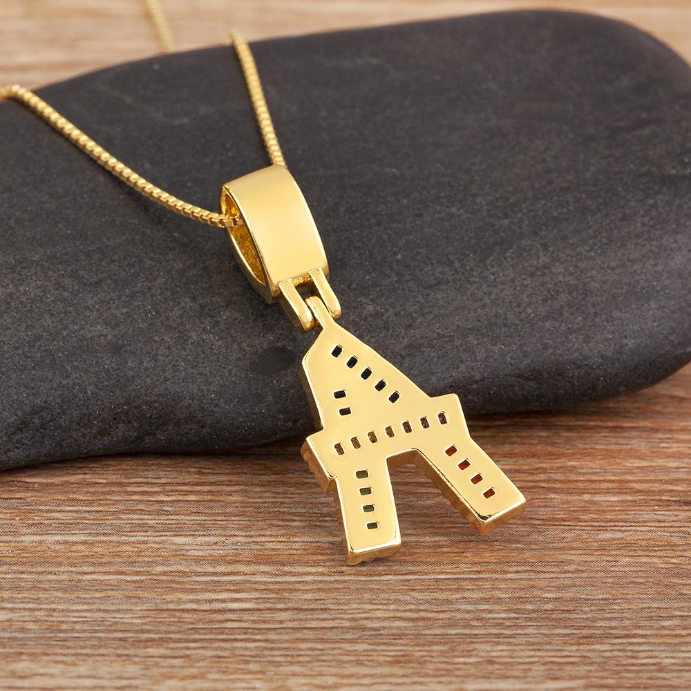 Nidin Simple Fashion 26 A-Z Letters Alphabet Rainbow Cubic Zirconia Pendant Necklace For Women Men Hip-Hop Style Copper Jewelry