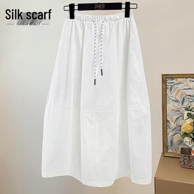 Sibaisha Women's Summer Drawstring A-line Mid-length Skirt