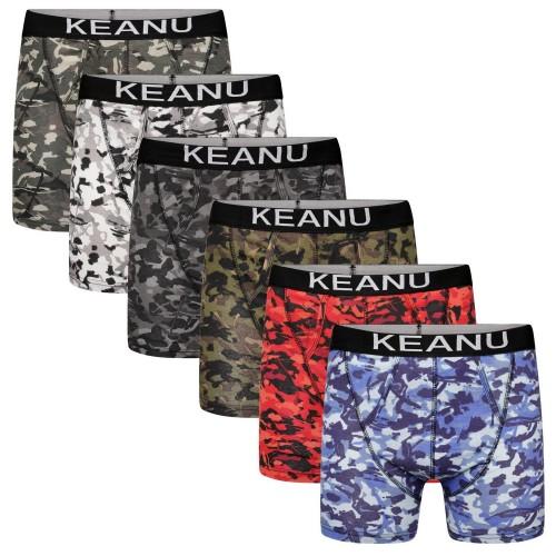 Keanu Mens Camouflage Cotton Blend Boxer Shorts (Pack of 6)