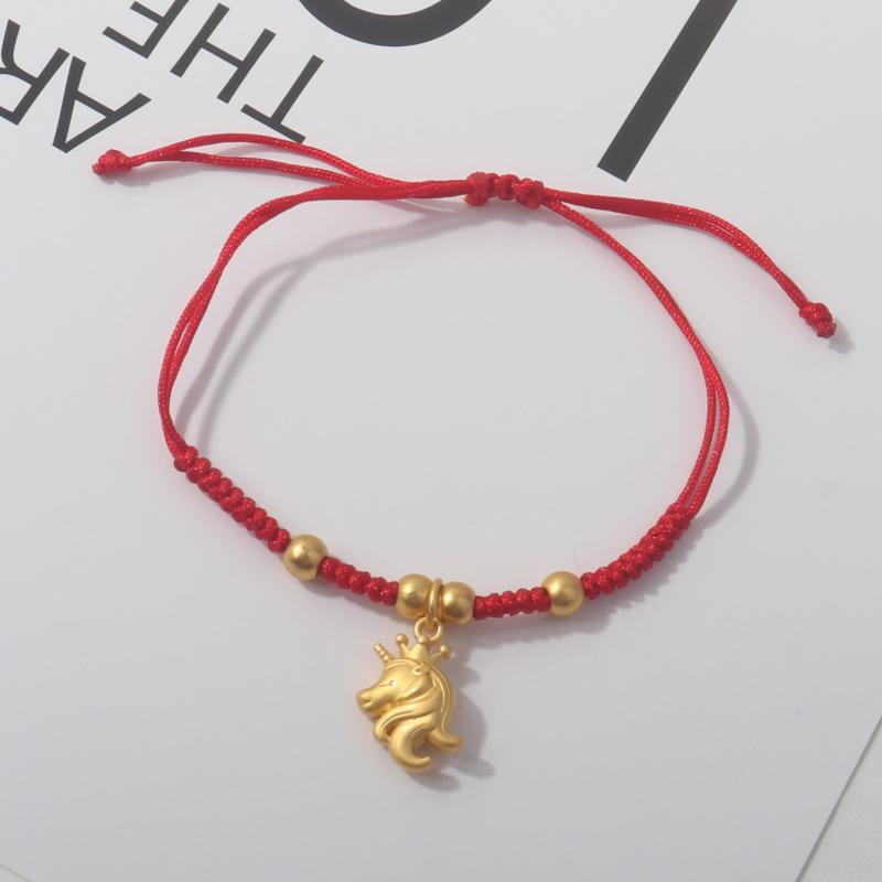 2026 Horse Year Lucky Red Rope Bracelet Chinese Style Zodiac Horse Braided Bracelet Women Fashion Jewelry