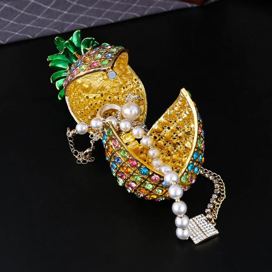 Enamel color popular crystal handicrafts home decoration opening event gifts full of diamonds pineapple metal ornament