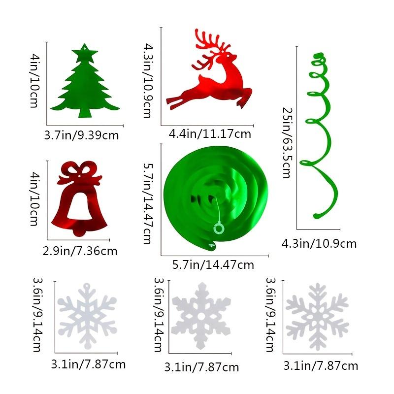 30pcs Spiral Hanging Decorations White Snowflakes Green Christmas Tree Red Deer - for Christmas Birthday Party Room Decorations