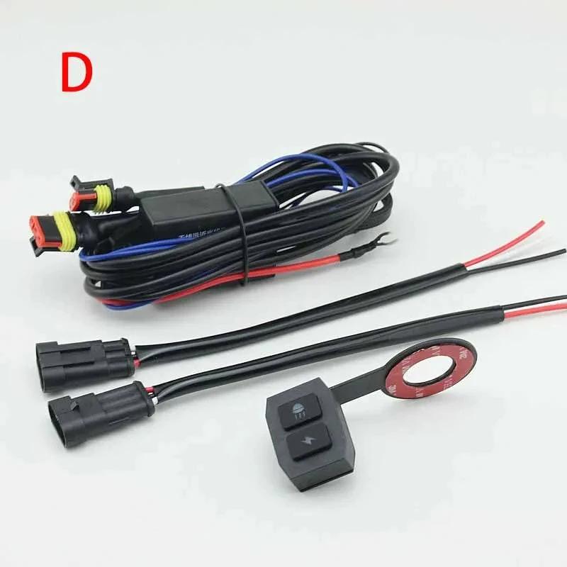 1set Motorcycles LED Spotlight Switch Fog Light Wiring Harness Relay Wire with Flash Wireless Controller Switch Universal