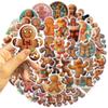 50 Cartoon Gingerbread Man Stickers Guitar Notebook Suitcase DIY Waterproof Stickers