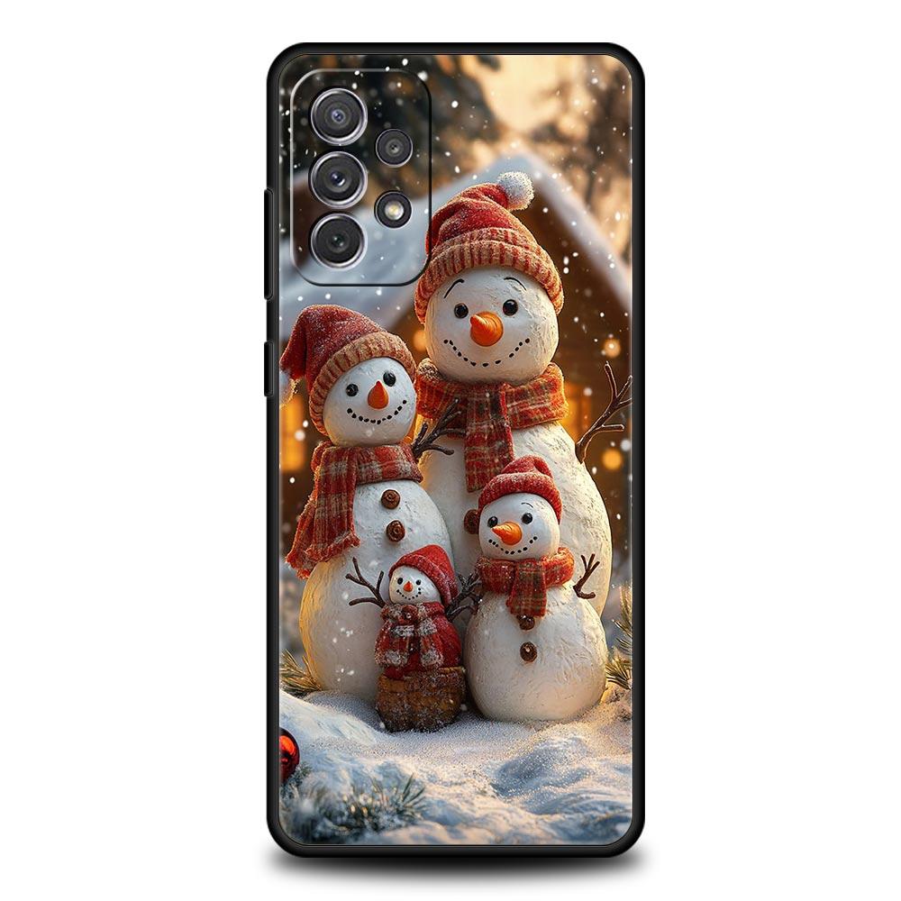 Christmas Snowman Phone Case for Samsung Galaxy A55 A35 A17 A07 A15 A13 A25 A51 A71 A72 A73 A32 A52 A52S A41 5G Soft TPU Shell