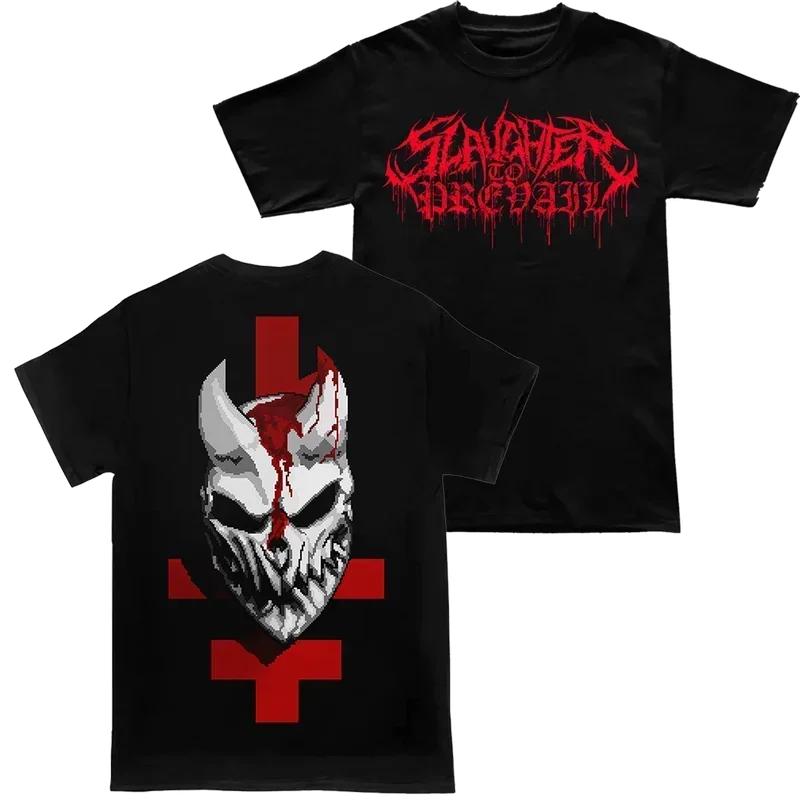 Slaughter to Prevail Band Grafik Vintage Unisex T-Shirt Unisex Rundhalsausschnitt 100% Baumwolle Kurzarm Y2k Oversized Mode Beliebtes T-Shirt