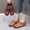 Retro Baotou Römersandalen Damen Weiches Leder Weiche Sohle Bequem Hohl Atmungsaktiv Lässige Mama-Schuhe Ethnischer Stil Höhlenschuhe