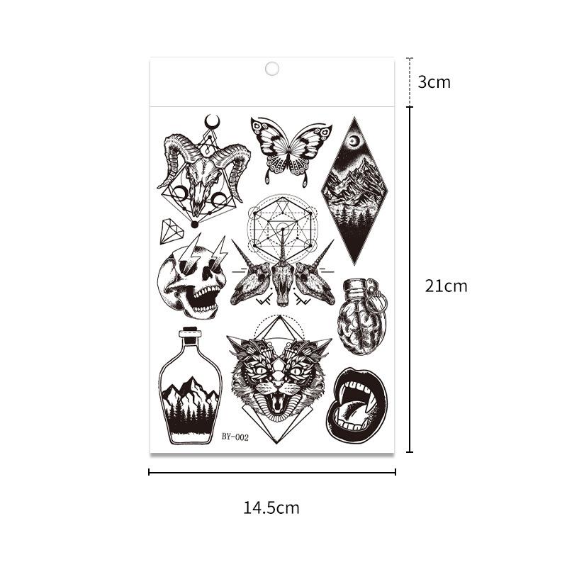 18pcs Dark Fluorescent Color Changing Tattoo Sticker Luminous Flower Arm Adult Tattoo Sticker Trend Bar Animal Tattoo Stickers