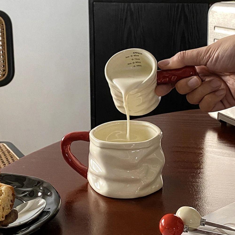 With Handle Ceramic Milk Jug Heat-resistant Coffee Extraction Cup Exquisite Small Milk Jar  Spice