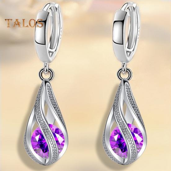 1 Pair Drop Dangle Earrings for Women Elegant Rotating Rhinestone Drop Dangle Hoops Sparkly Evening Dressy Earrings Bridal Jewelry Gift