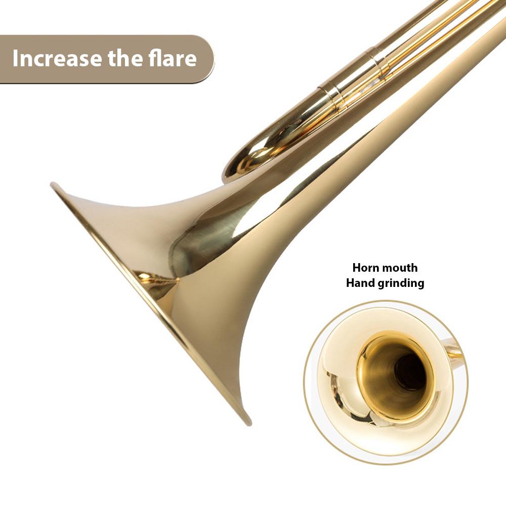 Brass Trumpet Bb Flat Bugle with Mouthpiece Orchestra Music Instrument Gold Lacquer Finish for