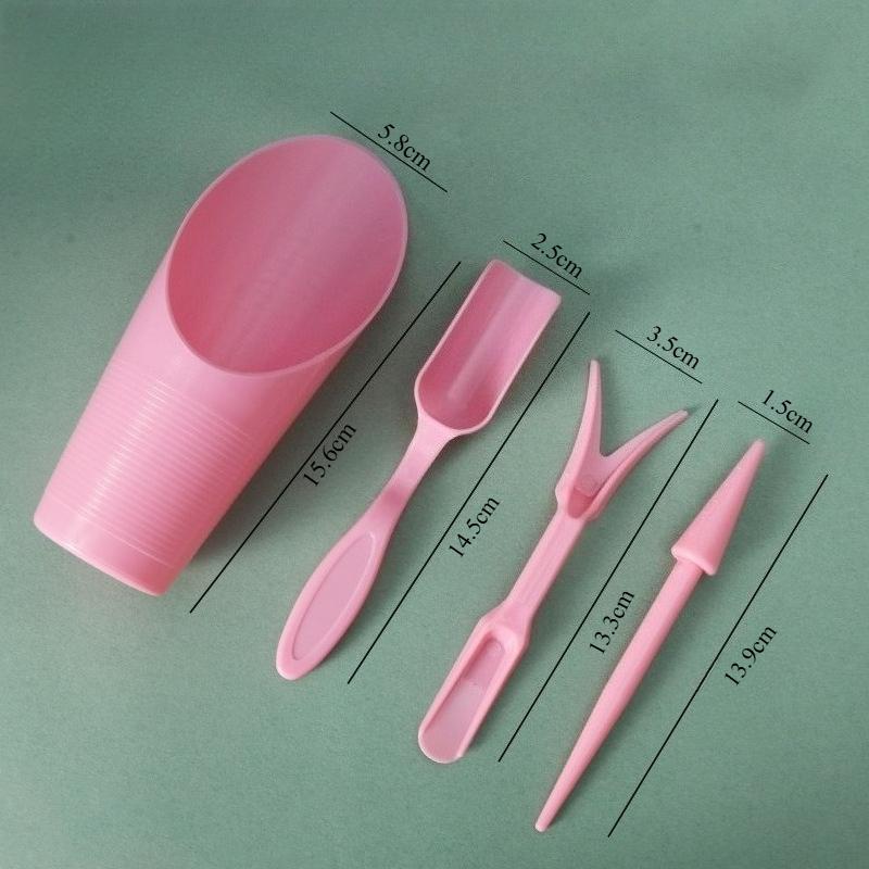 4PCS Succulent Planting Tool Set Mini Garden Shovel Bucket Scoop Transplanting Tool for Small Pots Bonsai Flowers Pink