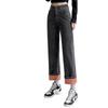 Vintage høy midje dame jeans vinter tykk varm Streetwear jeans med brede ben Dame dongeribukser Rett baggy mor dongeribukser