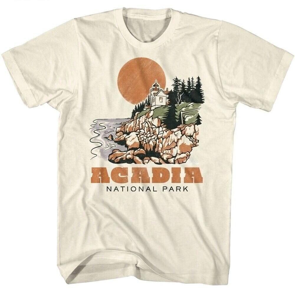 Acadia TShirt Lighthouse Sketch Bass Harbor Head Cliff Tees Summer Mens and Womens Loose and Breathable Tshirt Top S