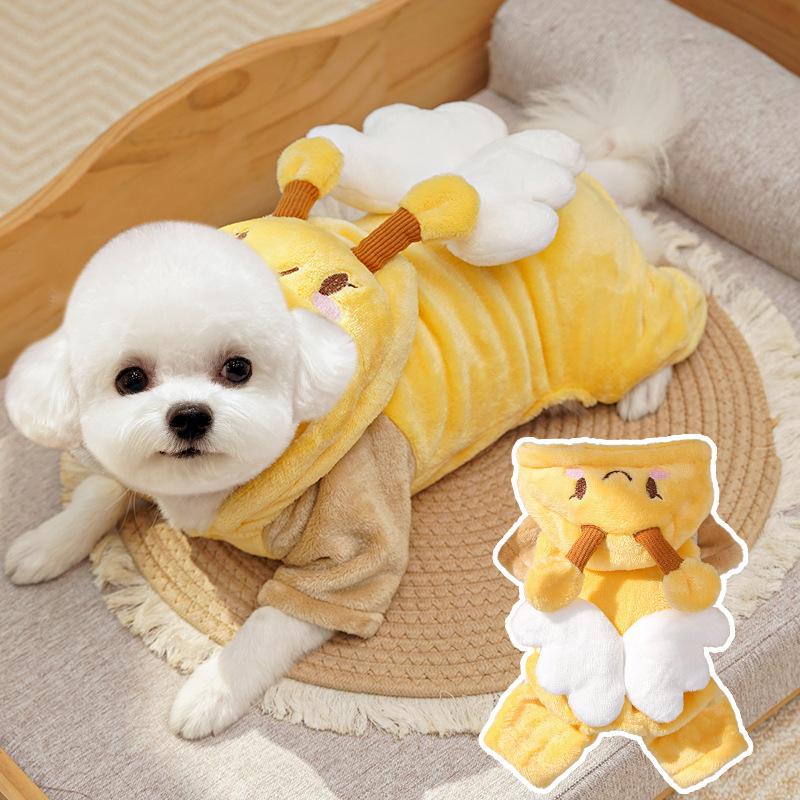 Cappotto a Quattro Zampe in Pile Spesso per Animali Domestici - Cani e Gatti. Abbigliamento Caldo Invernale e Autunnale per Api, Gatti Bassi e Robusti.