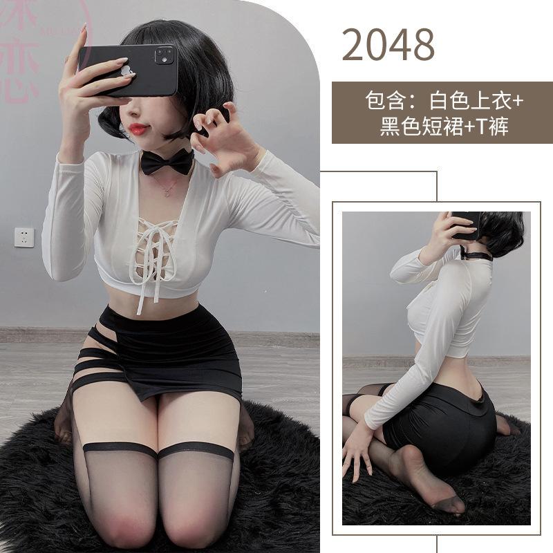 Sex Underwear Uniform Pure Desire Hollow Sexy Secretary Professional Cosplay Lace-up Royal Sister Uniform Suit