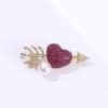 Lovely Bowknot Heart Oval Brooch With Rhinestones Detail, Chest Badge Accessory For Bridal Party And Cocktail Event