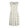 Abito da donna casual alla moda sexy con scollo a V, decorazione a bottoni, senza maniche, da spiaggia stampato, con boutonniere