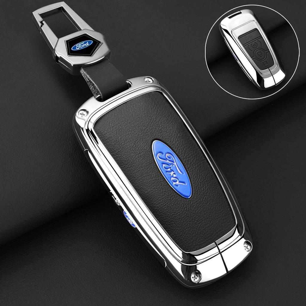Car Sticker 2026 Ford New 2025 Hot Leather Car Key Case Protector Cover for Ford Fusion Mustang Explorer F150 F250 F350 EcoSport