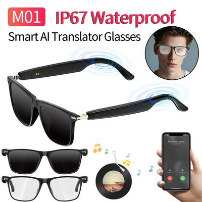 משקפי מתרגם חכמים AI M01, משקפי BT נגד אור כחול, מוזיקה ושיחות ללא ידיים, משקפי שמע, עמידים במים IP67
