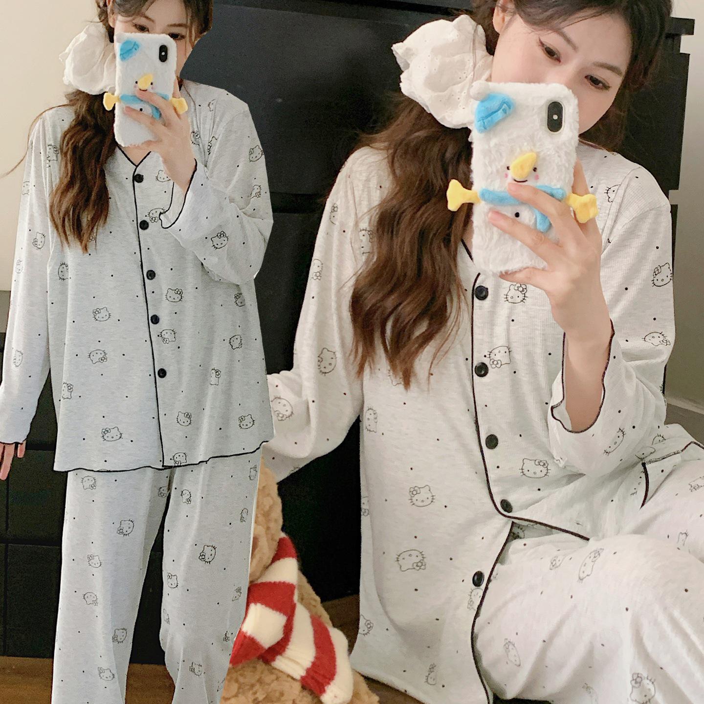 Modal Maternity Pajamas for Spring and Autumn: Lightweight Postpartum & Breastfeeding Sleepwear Large