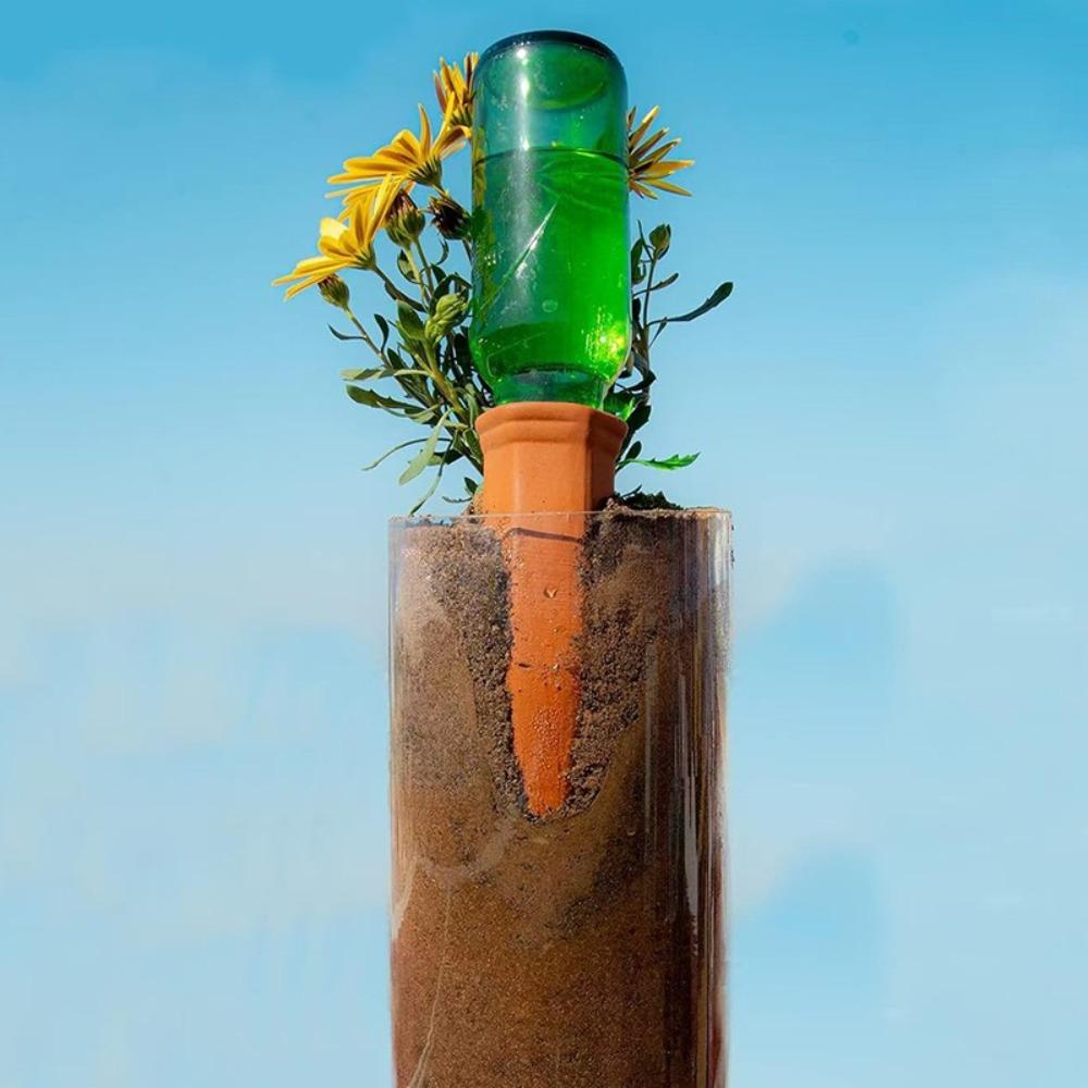 4PCS Automatic Terracotta Self Watering Spikes Effort-saving Uniform Seepage Potted Plant Self-Watering Stakes Handmade