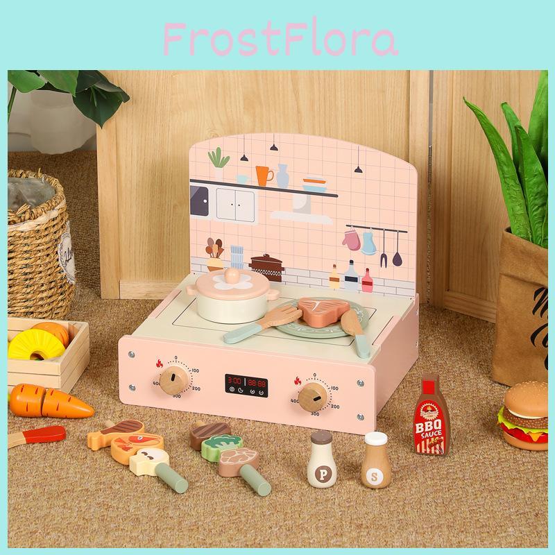 Wooden Simulation Kitchen Barbecue And Cooking Utensils Children Toy Set For Kids Play And Learning