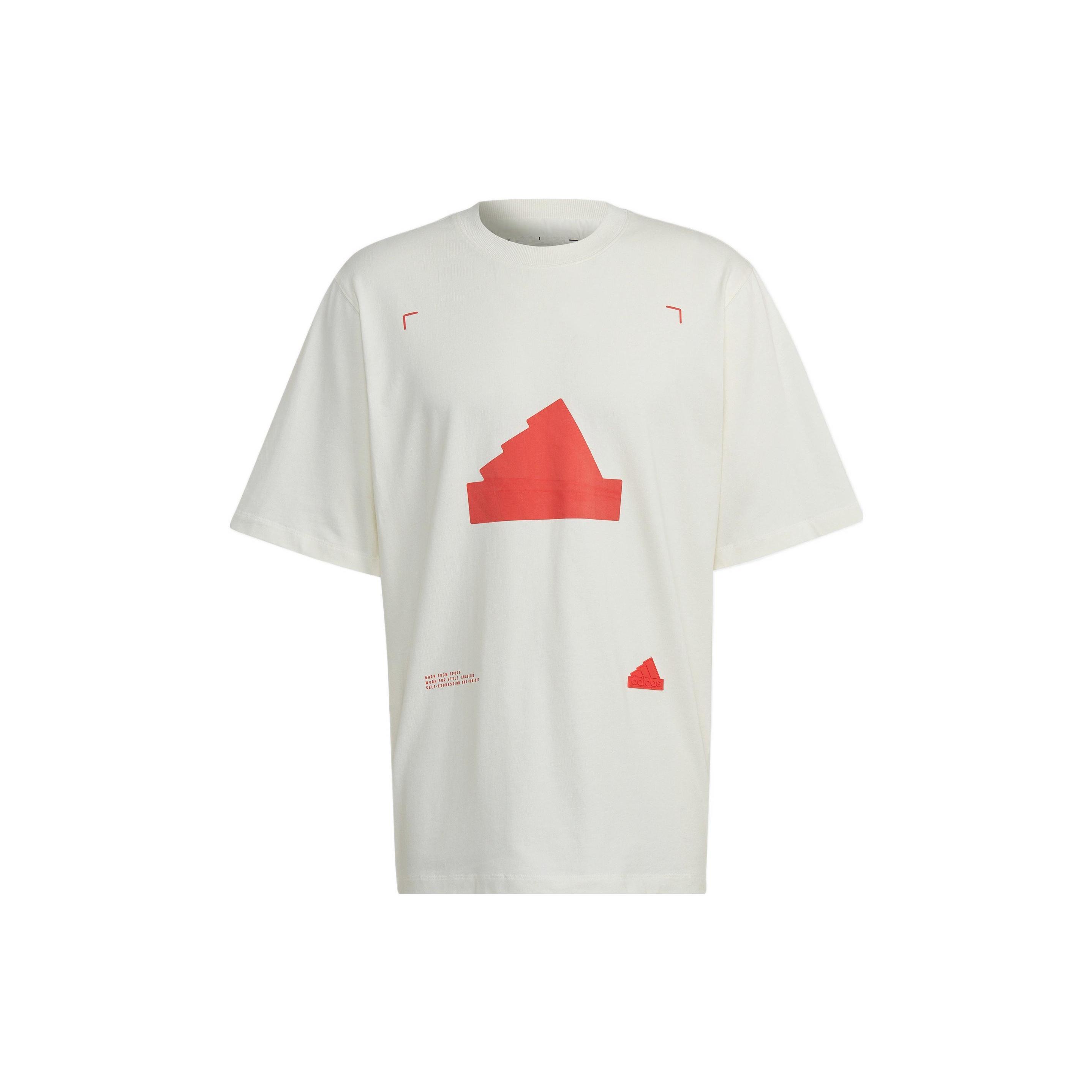 Men s adidas SS22 Geometry Pattern Printing Casual Short Sleeve Jade White T-Shirt HN1956 L