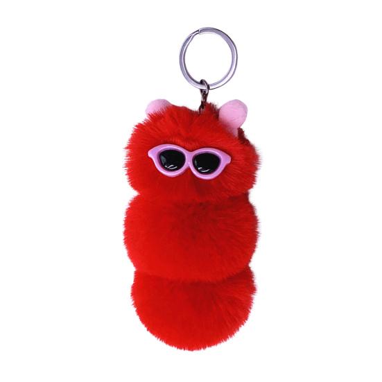 Plush Backpack Accessory Sunglasses Caterpillar Keychain, Stuffed Keyring Pendant for Cartoon Ornament Bags & Car Keys, Decorative Purse Key Chain