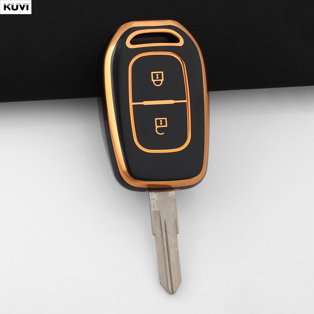 

Модный чехол-брелок из ТПУ для ключа автомобиля Renault Kwid Traffic Symbol Sandero Logan Lodgy Dokker Dacia Duster, 2 кнопки, Защитный брелок